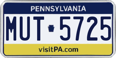 PA license plate MUT5725