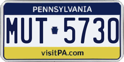 PA license plate MUT5730