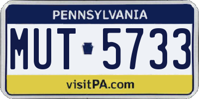 PA license plate MUT5733
