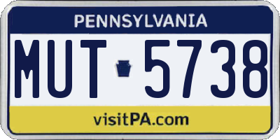 PA license plate MUT5738