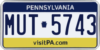 PA license plate MUT5743