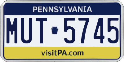 PA license plate MUT5745