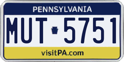 PA license plate MUT5751