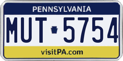 PA license plate MUT5754