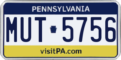 PA license plate MUT5756