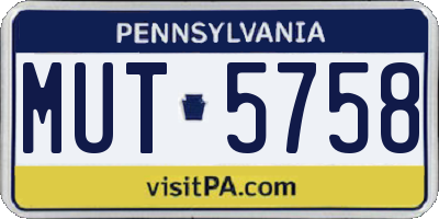 PA license plate MUT5758