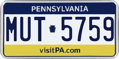 PA license plate MUT5759