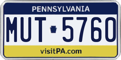 PA license plate MUT5760