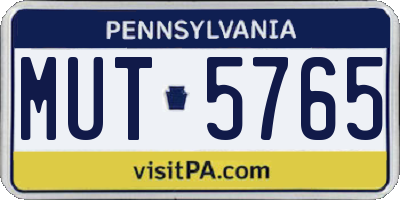 PA license plate MUT5765