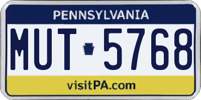 PA license plate MUT5768