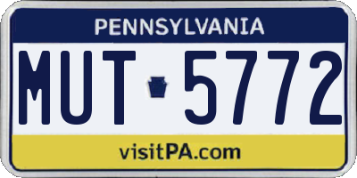 PA license plate MUT5772