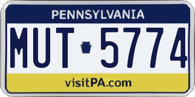 PA license plate MUT5774
