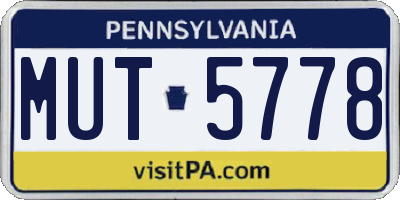 PA license plate MUT5778