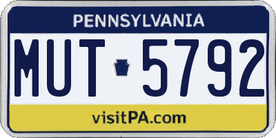 PA license plate MUT5792