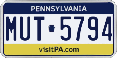 PA license plate MUT5794