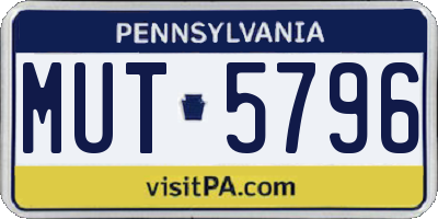 PA license plate MUT5796