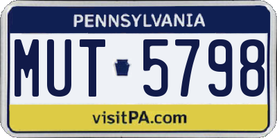 PA license plate MUT5798