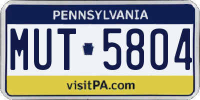 PA license plate MUT5804