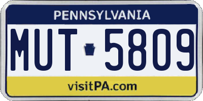 PA license plate MUT5809