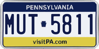 PA license plate MUT5811