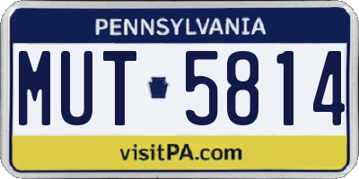 PA license plate MUT5814