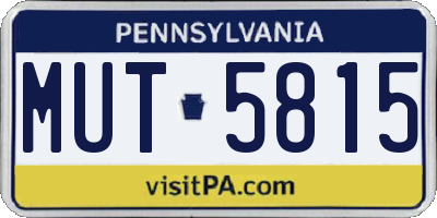 PA license plate MUT5815