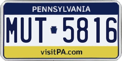 PA license plate MUT5816