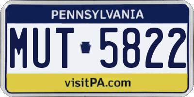 PA license plate MUT5822