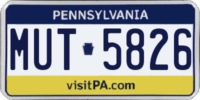 PA license plate MUT5826