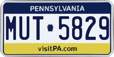 PA license plate MUT5829