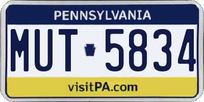 PA license plate MUT5834