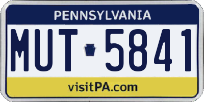 PA license plate MUT5841