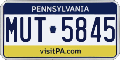 PA license plate MUT5845