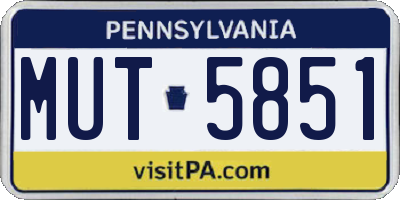 PA license plate MUT5851