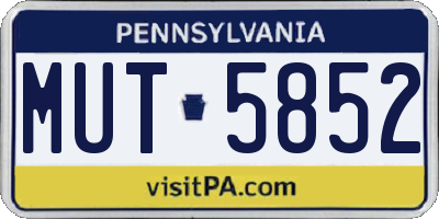 PA license plate MUT5852