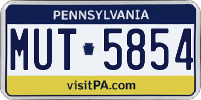 PA license plate MUT5854