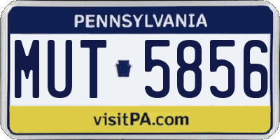PA license plate MUT5856