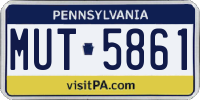 PA license plate MUT5861
