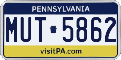 PA license plate MUT5862
