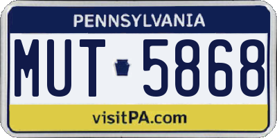 PA license plate MUT5868