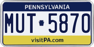 PA license plate MUT5870