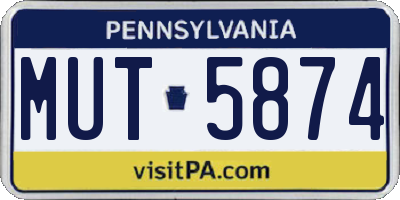 PA license plate MUT5874