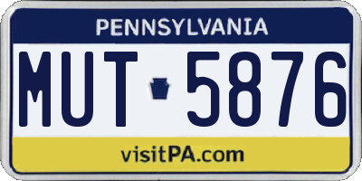 PA license plate MUT5876