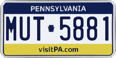 PA license plate MUT5881