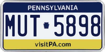 PA license plate MUT5898