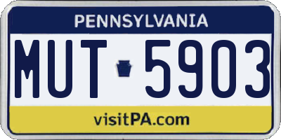 PA license plate MUT5903