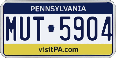 PA license plate MUT5904