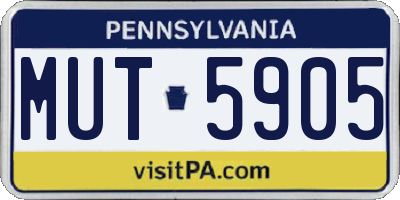 PA license plate MUT5905