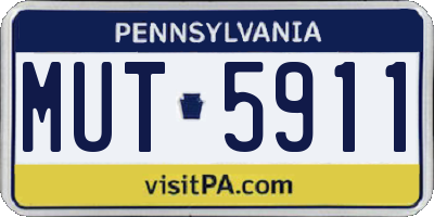 PA license plate MUT5911