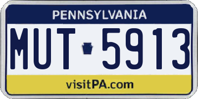 PA license plate MUT5913